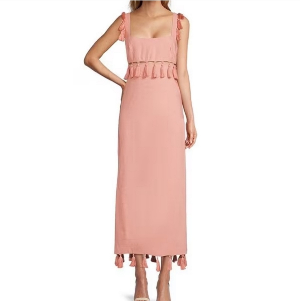 Antonio Melanix The Nat Note Cici Tassel Linen Fringe Blend Maxi Dress